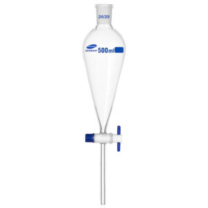 Embudo de separación en forma de pera con llave de paso graduada