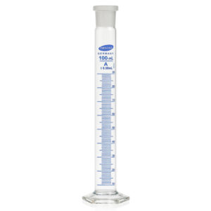 Probeta mezcladora con tapón de base redonda, clase A, certificado NABL