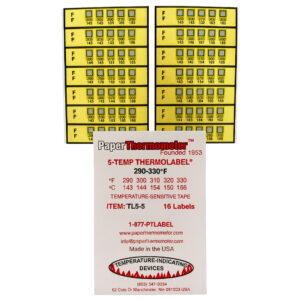 Tiras indicadoras de temperatura de 143- 166 °C Thermolabel