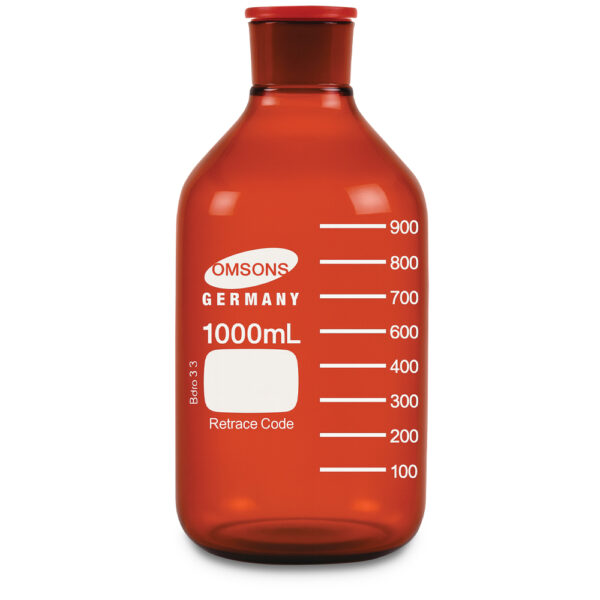 Botellas de color ámbar con cuello labrado