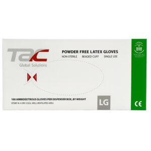 Guantes de látex desechables TAC Global Solutions, talla L, caja con 100 piezas