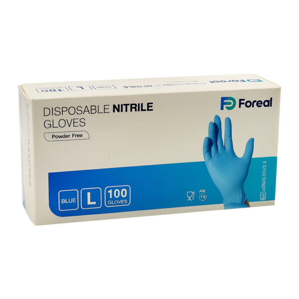 Guantes de nitrilo desechables Forcal, talla L, caja con 100 piezas Guantes de nitrilo desechables Forcal, talla L, caja con 100 piezas